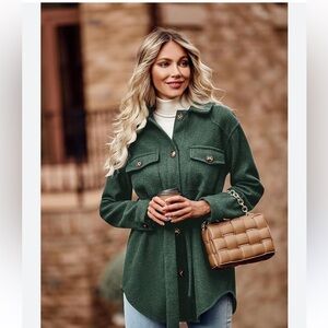 William Rast Forest Green button down shacket sz Small worn once for photo shoot